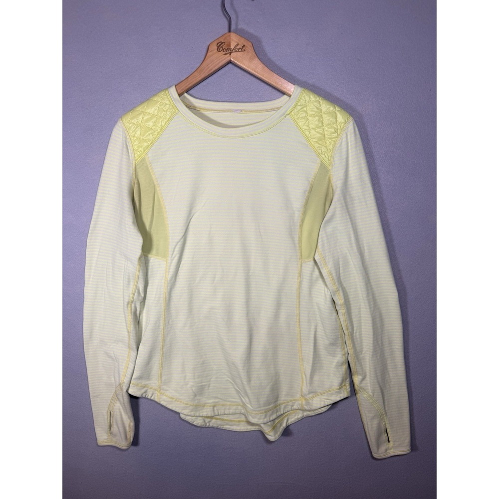 Lululemon Run Ice Queen Shirt Clarity Yellow Long Sleeve Quilted Rulu Poss Sz 12